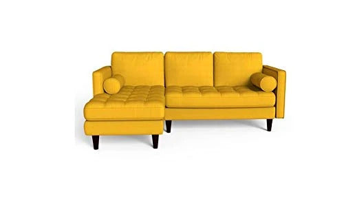 L Shape Sofa Set:- Munix Sectional Fabric Sofa Set (Yellow)