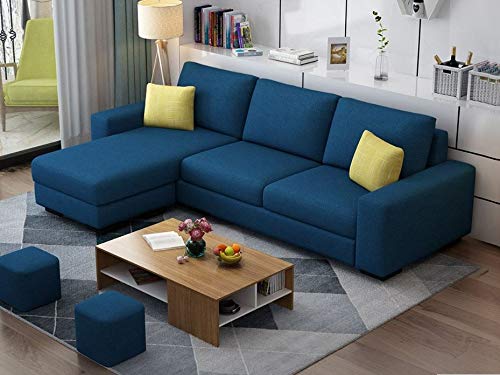 L Shape Sofa Set:- Philly Modern Fabric Sofa Set (Navy Blue)