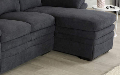 L Shape Sofa Set Plush Corner Fabric Sofa Set (Slate Grey)