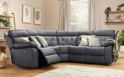 L Shape Sofa Set Recliner Corner Leatherette Sofa Set (Grey)