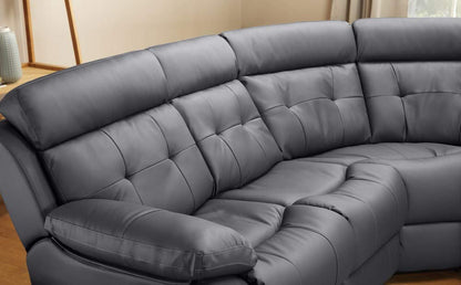 L Shape Sofa Set Recliner Corner Leatherette Sofa Set (Grey)