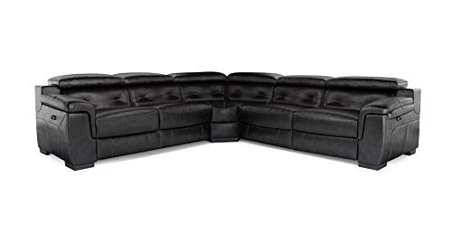 L Shape Sofa Set Recliner Leatherette Sofa Set (Black)