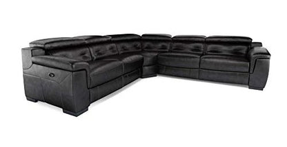 L Shape Sofa Set Recliner Leatherette Sofa Set (Black)
