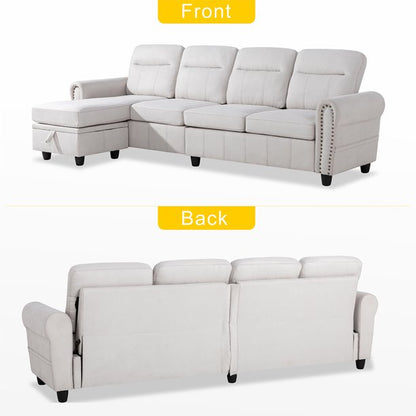 L Shape Sofa Set : Round Arms Modular 4 Seater Sofa Set