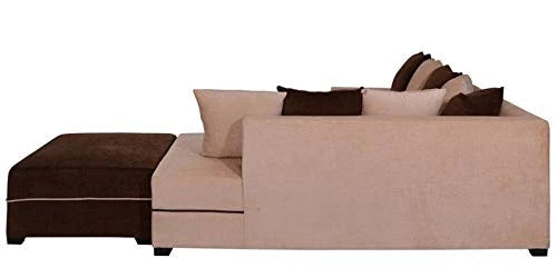 L Shape Sofa Set Sectional Fabric Sofa Set with Puffies- LHS  (Light Brown)