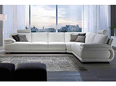 L Shape Sofa Set Sectional Leatherette Sofa Set (White)