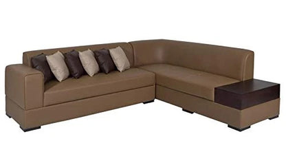 L Shape Sofa Set:- Sectional Leatherette Sofa Set (Tan & Brown)