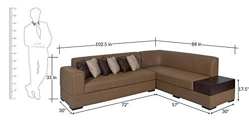L Shape Sofa Set:- Sectional Leatherette Sofa Set (Tan & Brown)