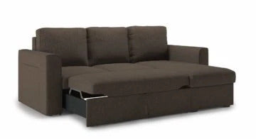 L Shape Sofa Set:- Sectional Sofa with Storage Fabric Sofa Set  (Matte Finish, Brown)
