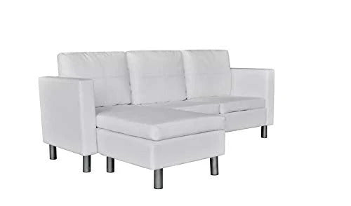 L Shape Sofa Set Sectional Synthetic Leatherette Sofa Set (White)
