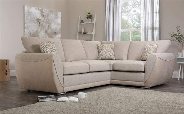 L Shape Sofa Set:- Shreya Oatmeal Corner Leatherette  Fabric Sofa Set ( Cream)