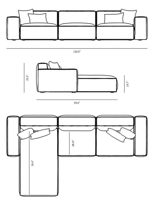L Shape Sofa Set:- Star Sectional Fabric Sofa Set (Gray)