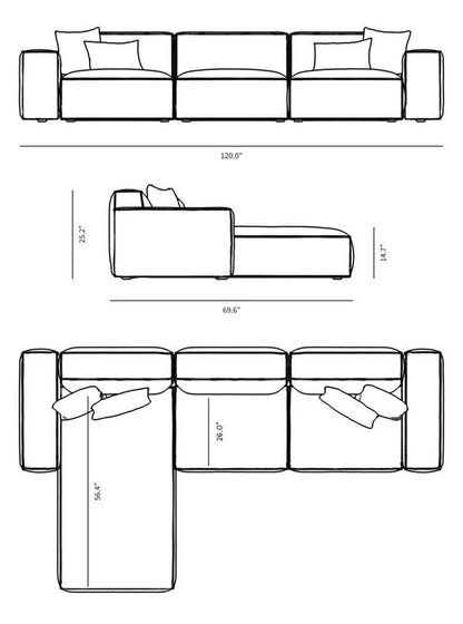 L Shape Sofa Set:- Star Sectional Fabric Sofa Set (Gray)