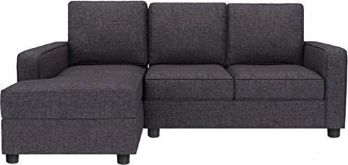 L Shape Sofa Set:- Sutton Fabric Sofa Set (Dark Grey)