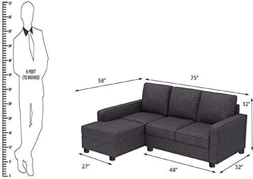 L Shape Sofa Set:- Sutton Fabric Sofa Set (Dark Grey)