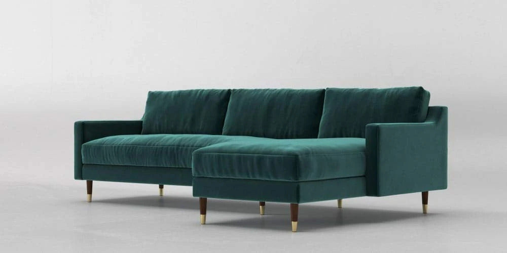 L Shape Sofa Set Ultra Corner Fabric Sofa Set (Dark Green)
