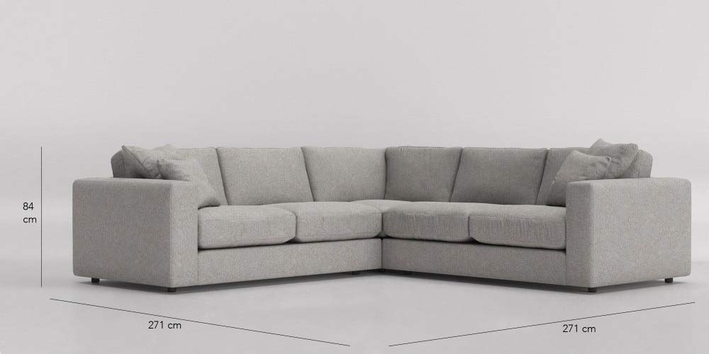 L Shape Sofa Set:- Ultra Corner Fabric Sofa Set, (Light Grey)