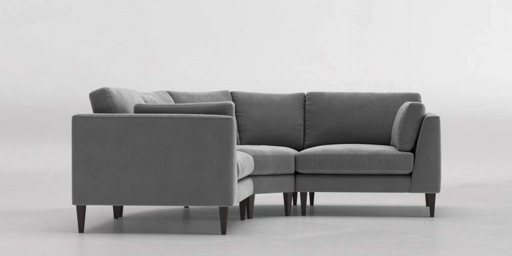 L Shape Sofa Set Ultra Corner Fabric Sofa Set, (Silver Grey)