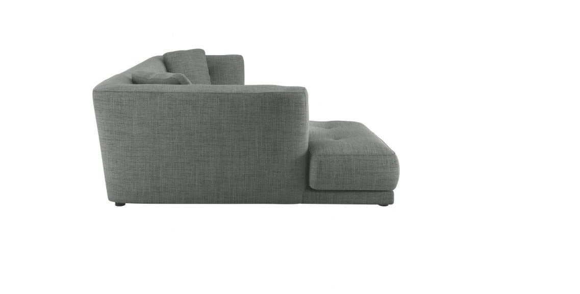 L Shape Sofa Set Ultra Left-Arm Chaise Fabric Sofa Set (Grey)