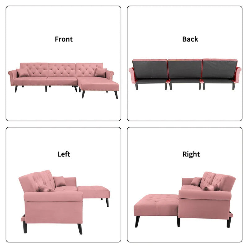 L Shape Sofa Set : Velvet Flared Arm