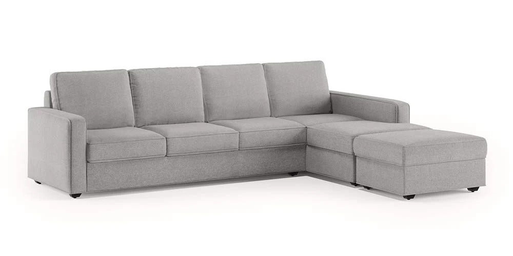 L Shape Sofa Set Vision + Lounger Vapour Fabric Sofa Set + Ottoman (Grey)