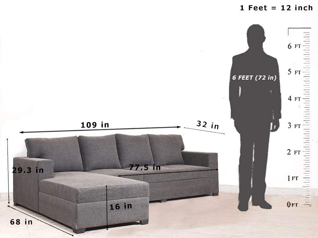 L Shape Sofa Set:- Volex Sectional Fabric Sofa Set- LHS, (Grey)