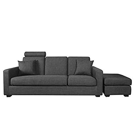 L Shape Sofa Set:- Wood Foam And Fabric Sofa Set With Lounger (Grey)