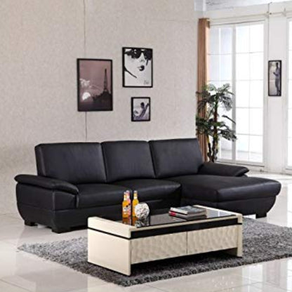L Shape Sofa Sofa:- Prefixs Couch Lounge Leatherette Sofa Set (Black)