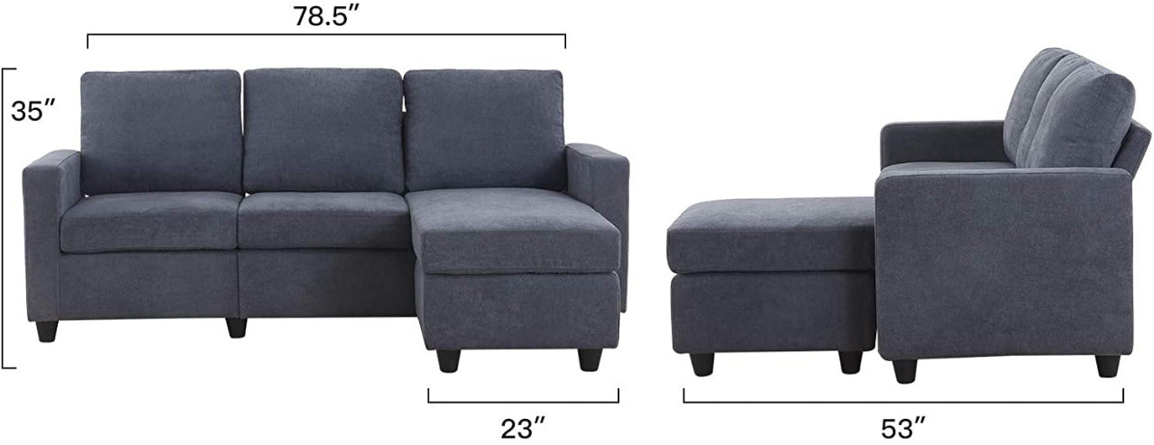 L Shape Sofa Set: Fabric Convertible Sofa Couch