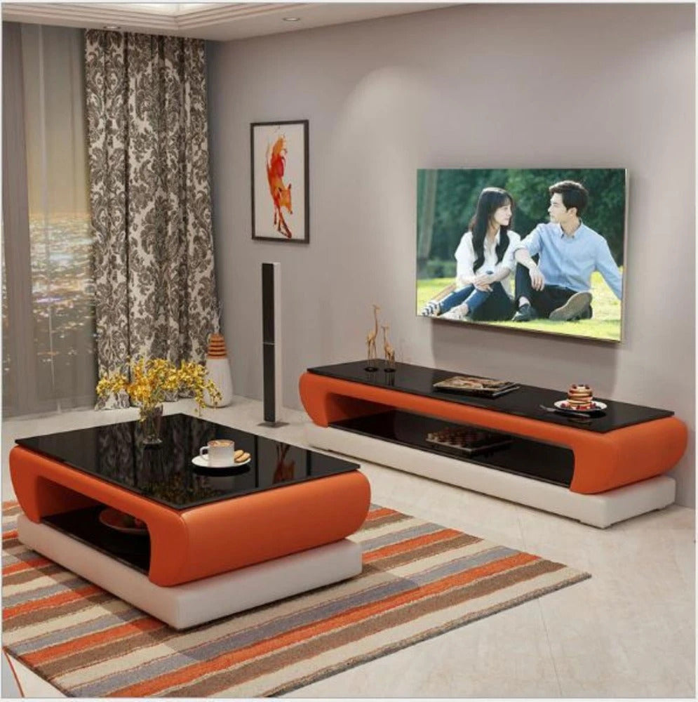 Leatherette Coffee Table: Urban Style Leatherette Coffee Table With TV Stand