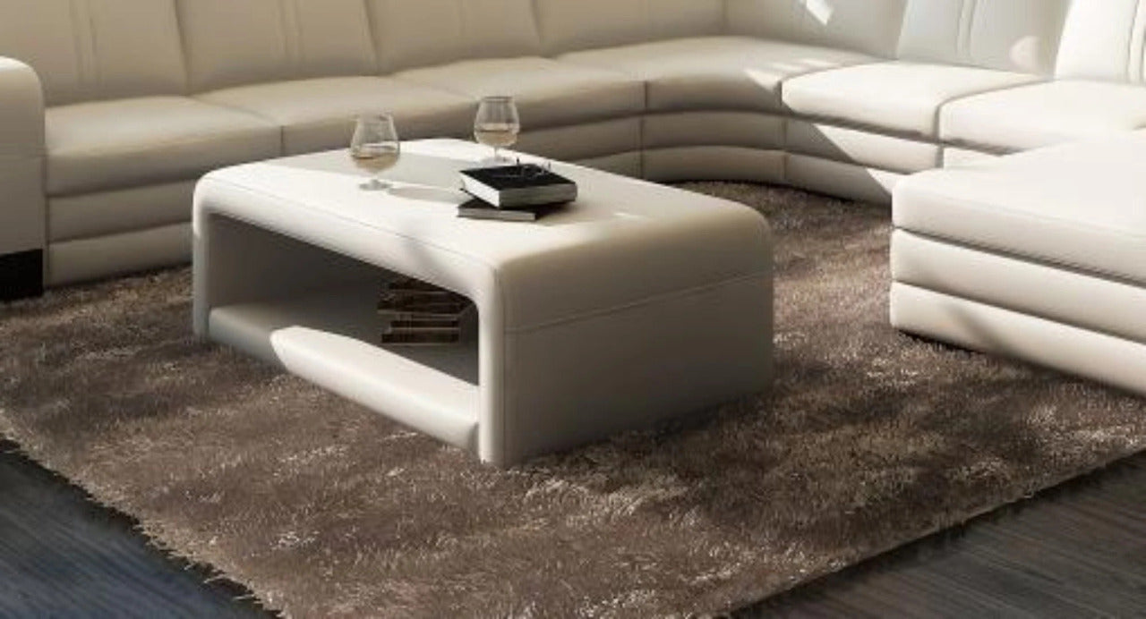 Leatherette Coffee Table: Small and Trendy White Leatherette Coffee Table
