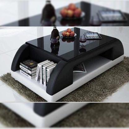 Leatherette Coffee Table Black and White Leatherette Coffee Table wBlack Glass