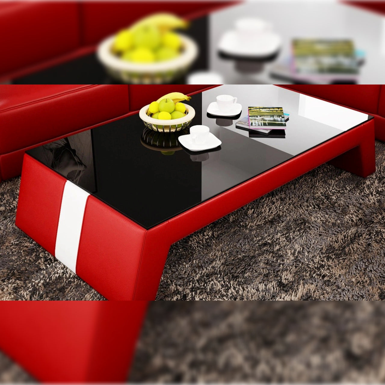 Leatherette Coffee Table Contemporary Red Leatherette Coffee Table WBlack Glass Table Top