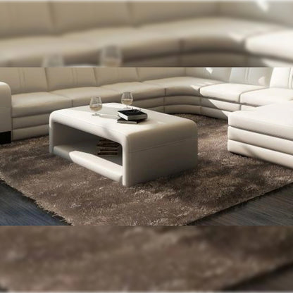 Leatherette Coffee Table Small and Trendy White Leatherette Coffee Table