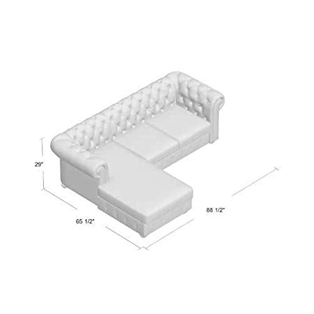 L Shape Sofa Set:- Lifestyle Chesterfield Sectional Fabric Sofa Set (Cream)