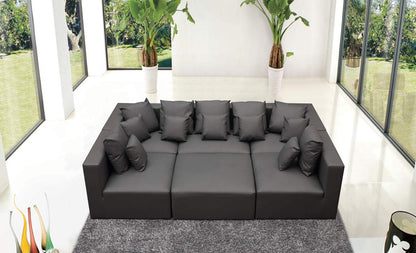 Lillyput Interio Modern Grey Bonded Leatherette Sectional Sofa