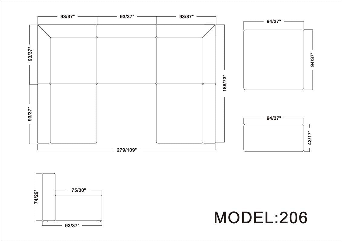 L Shape Sofa Set:- Modern Bonded Sectional Leatherette Sofa Set (Grey)
