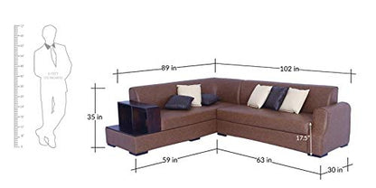 Lillyput Interio Munix RHS Sectional Sofa in Tan Brown Leatherette