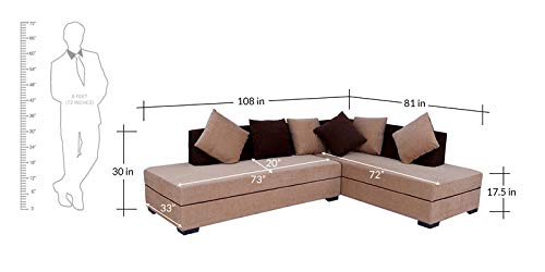 L Shape Sofa Set:- Rome Sectional Fabric Sofa Set (Sandals Cream & Brown)