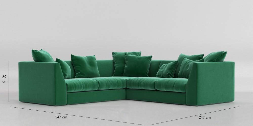 Lillyput Interio Ultra Five-Seater Corner Sofa, Emerald