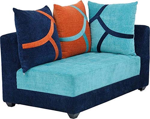 L Shape Sofa Set:- Wood Fabric Sofa Set, Standard Size, (Blue)