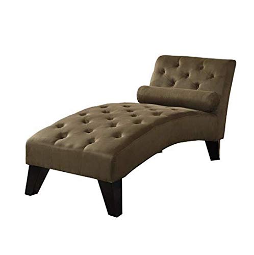 Chaise Lounge: Contemporary Chaise Lounge Chair - Indoor Living Room Microfiber Lounger - Tufted Back and Seat