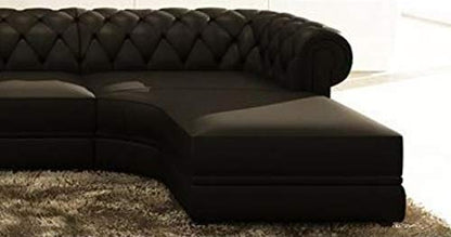 L Shaped Sofa Set:- Luxury Chesterfield Leatherette Sofa Set (White)