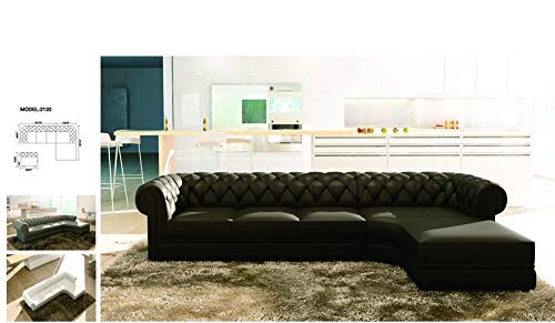 L Shaped Sofa Set:- Luxury Chesterfield Leatherette Sofa Set (White)