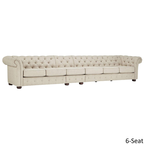 4 Seater Sofa Set:-  Extra Long Tufted Chesterfield Modular Fabric Sofa Set (Cream)