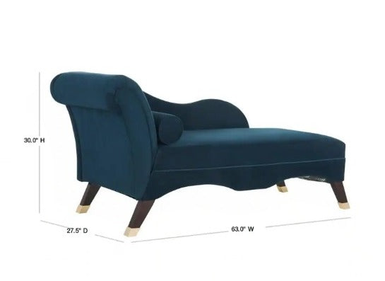 Lounge Chair: Kunim Velvet Chaise with Pillow Antique Chair