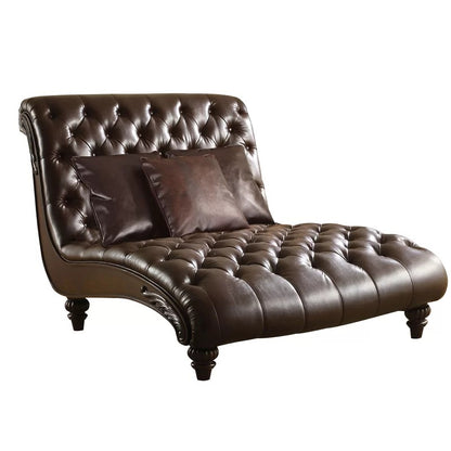 Lounge Chair: Petron Tufted Faux Leather Armless Chaise Lounge