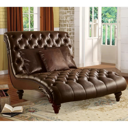 Lounge Chair: Petron Tufted Faux Leather Armless Chaise Lounge