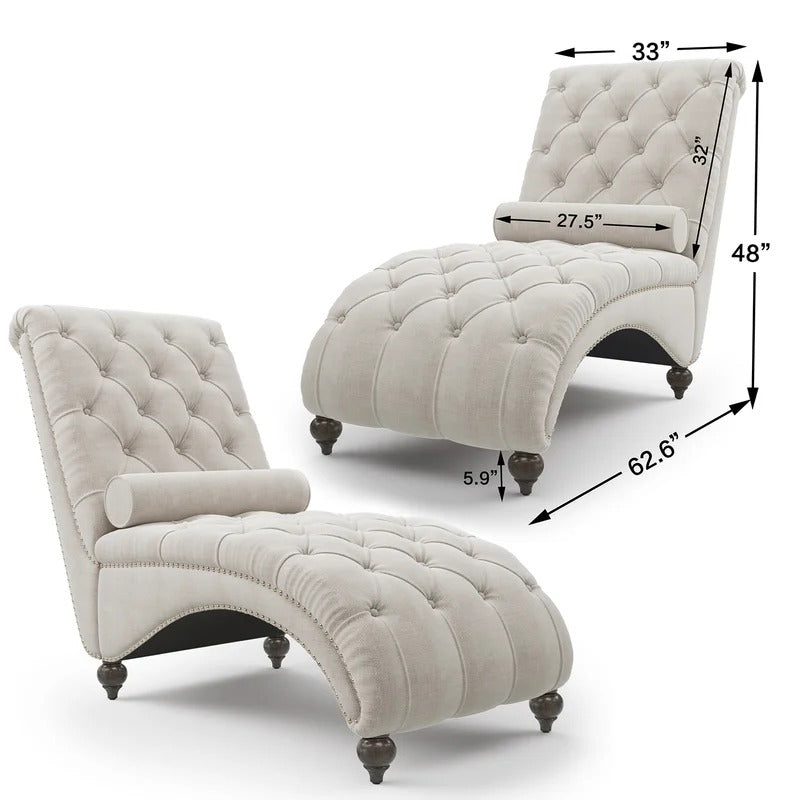 Lounge Chair: Rexony Tufted Armless Reclining Chaise Lounge