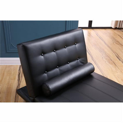Lounge Chair: Wayward Button Tufted Back Convertible Chaise Lounger with Lumbar Support Pillow